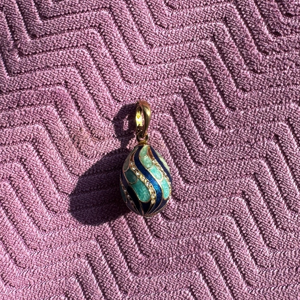 VLS faberge blue egg pendant